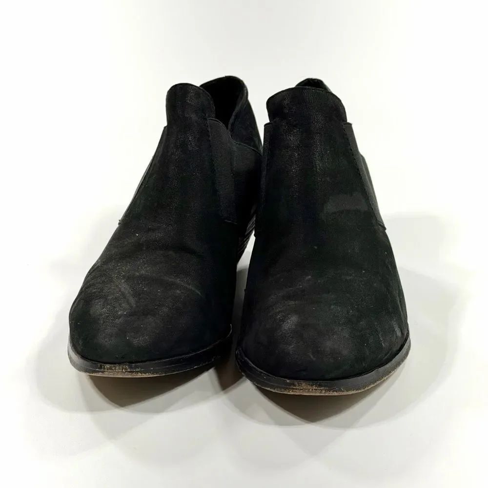Eileen Fisher Black Suede Leather stretch bootie 7